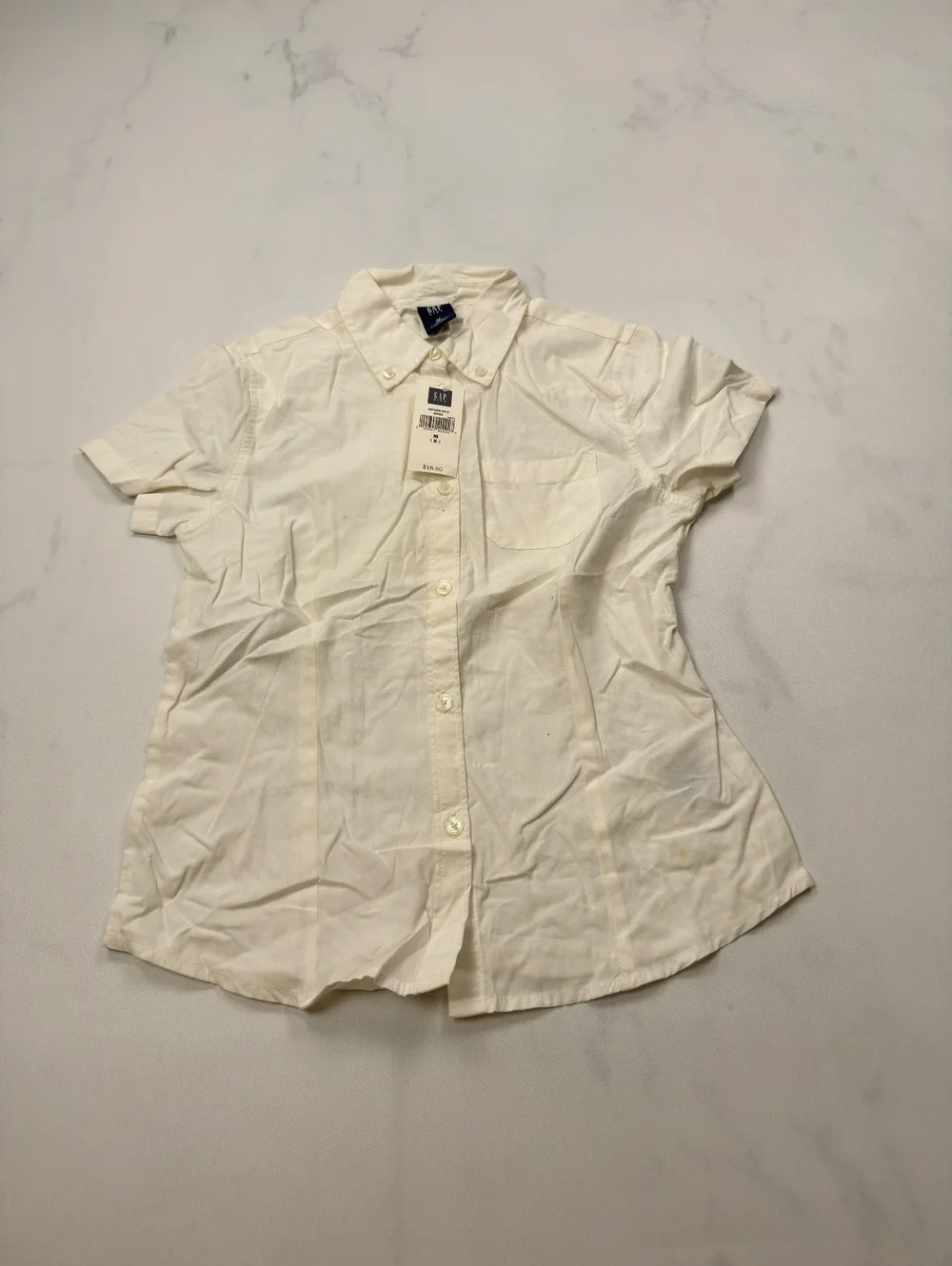 Gap Kids Button-Up Cream Classic Vintage Preppy Shirt - Boys M